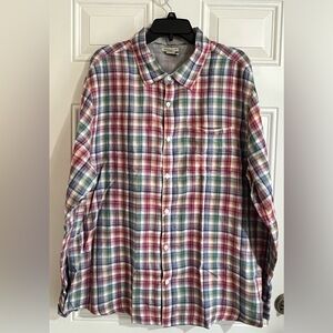 Carbon2Cobalt Shirt Men’s XL Rainbow Plaid Long‎ Sleeve Button up Casual Beach